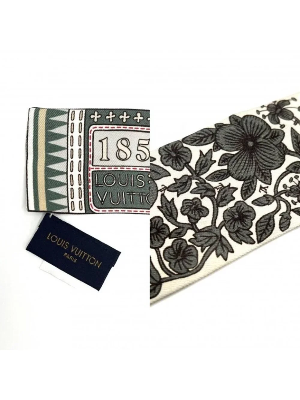 ★SOLD★ Louis Vuitton Scarf Bandeau BB Joudou Silk Khaki - Picture 5 of 8